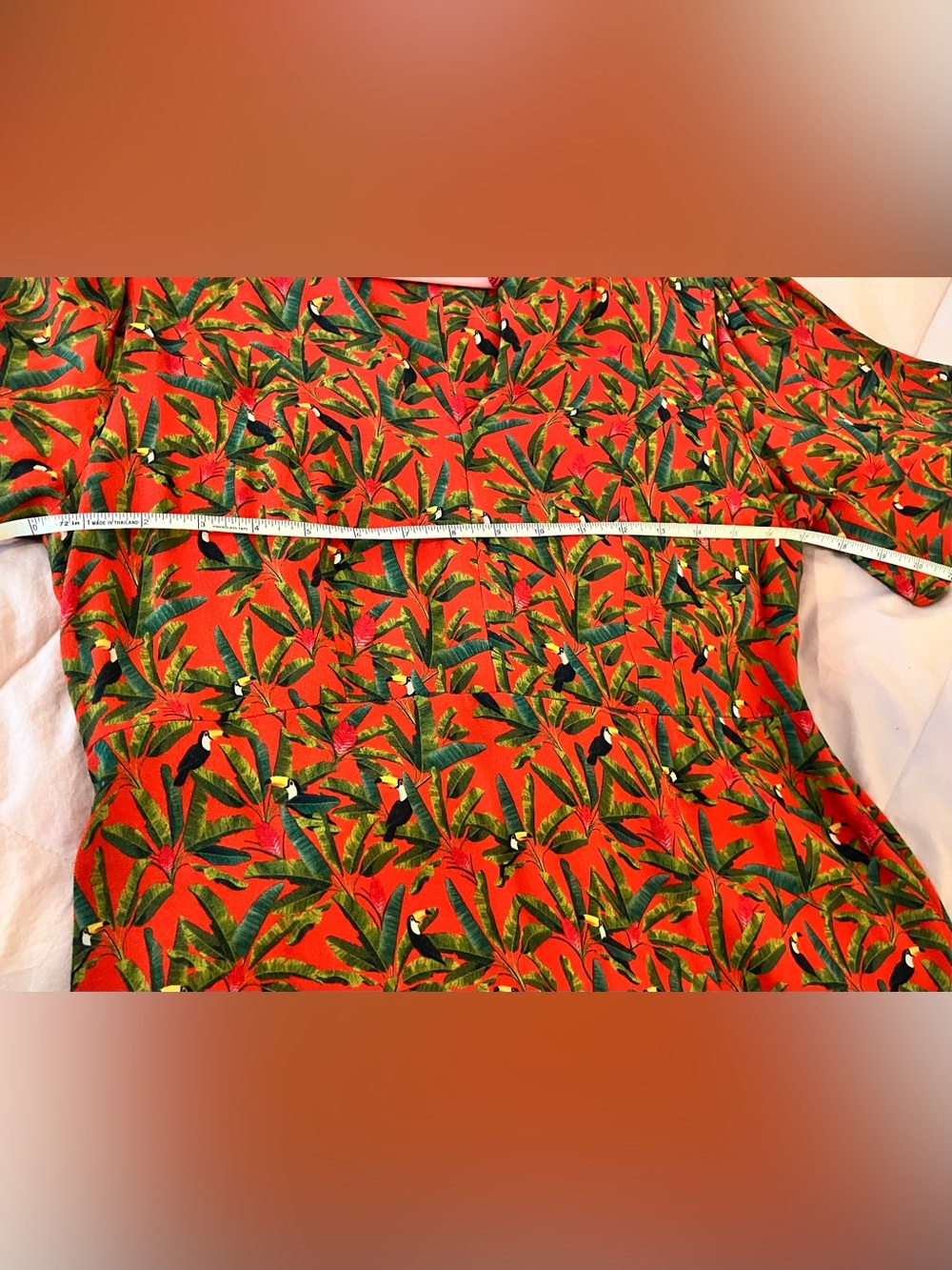 Farm Rio Orange Tropical Print Midi Dress - Picture 4 of 4